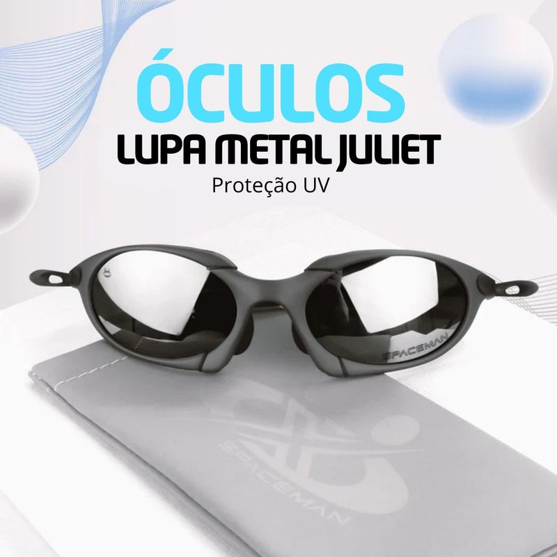 Óculos Sol Lupa Metal Masculino Cinza