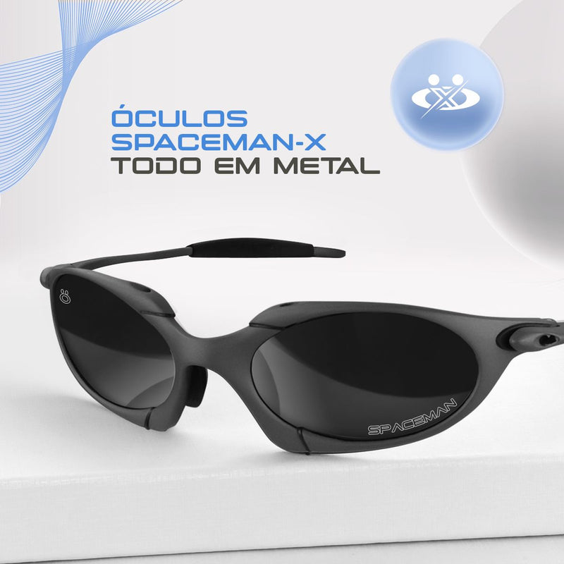 Óculos Sol Lupa Metal Masculino Cinza