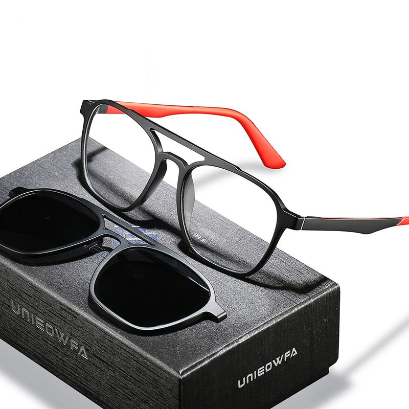 Óculos Magnos 2 em 1 Clipe On Quadrado TXW205